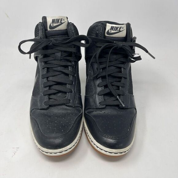 Nike Black Dunk Sky High Essential Mesh Hidden Wedge Sneaker Shoes Size 8 - Picture 1 of 7